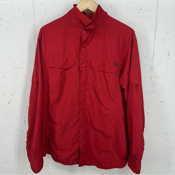 Columbia Men's Size XL Omni Shade Red Long Sleeve Lightweight Button Down Shirt - Picture 1 of 14